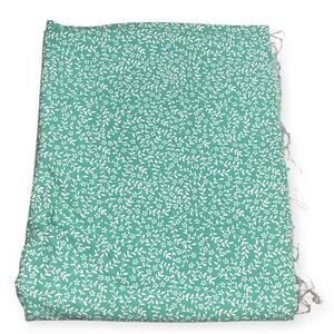 Teal White Floral Vine Quilting Fabric JoAnn Cotton 36x44 Small Print Sewing